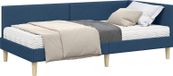 Cadre de lit d'angle avec matelas 2 pièces bleu 90 x 190 cm tissu