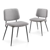COLAMY Moderne gestoffeerde eetkamerstoelen, set van 2 stuks, stoffen eetkamerstoelen, accent-dinerstoel, stijlvolle keukenstoelen met solide metalen poten en gebogen rug, grijs