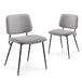 COLAMY Moderne gestoffeerde eetkamerstoelen, set van 2 stuks, stoffen eetkamerstoelen, accent-dinerstoel, stijlvolle keukenstoelen met solide metalen poten en gebogen rug, grijs