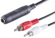 1aTTack.de 5x 0,2m - Zwarte 6,3mm stereo jack naar 2 RCA-stekker adapterkabel