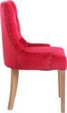 CLP Aberdeen Set van 4 eetkamerstoelen - Zonder armleuning - Hout - Fluweel - rood antiek licht