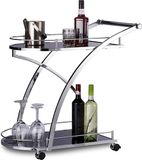 Shenzhen Haorui Industrial Technology Co., Ltd. Chariot de service – chariot de cuisine – chariot de cuisine – Argent, Noir, Verre trempé, Acier inoxydable, 74 x 46 x 73 cm