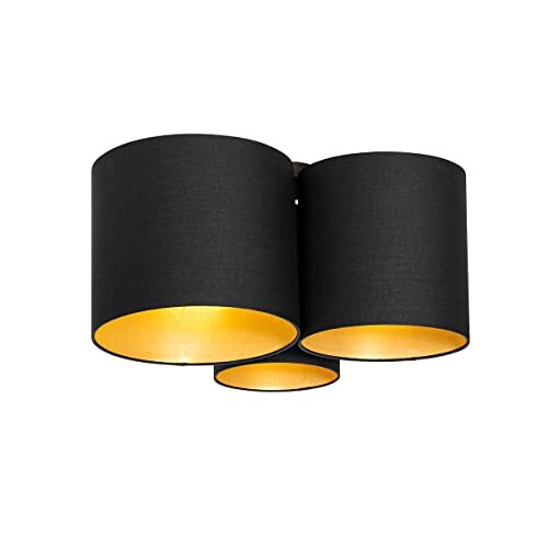 QAZQA - Modern Plafondlamp zwart met gouden binnenkant 3-lichts - Multidrum | Woonkamer | Slaapkamer | Keuken - Metaal Rond - E27 Geschikt voor LED - Max. 3 x 40 Watt