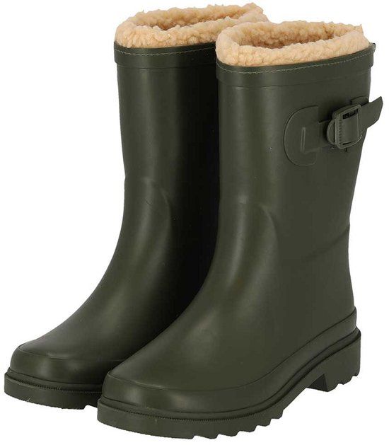 XQ Regenlaarzen kinderen - Unisex - Fake Fur voering - Groen