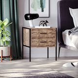 Vida Designs Brooklyn Nachtkastje - Nachtkastje - Bijzettafel - Industrieel - Donker Hout - 2 Lades