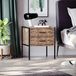 Vida Designs Brooklyn Nachtkastje - Nachtkastje - Bijzettafel - Industrieel - Donker Hout - 2 Lades