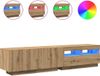 vidaXL Meuble TV avec LED 180x35x40 cm bois d'ingénierie chêne artisanal