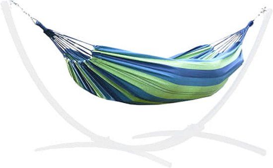 Viking Choice Hangmat Standaard Grijs met Blauw-Groene Hangmat - 220 kg Draagvermogen
