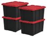 Boîte de rangement - Boîte de rangement de garage 68 litres - Set de 4 - Plastique - Noir et rouge