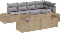 vidaXL Tuinbank Set Beige en Lichtgrijs Polyrattan