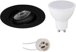 BES LED LED Spot Set - Pragmi Alpin Pro - GU10 Fitting - Inbouw Rond - Mat Zwart - 4W - Helder/Koud Wit 6400K - Kantelbaar Ã˜92mm