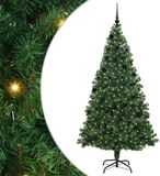 vidaXL Kunstkerstboom Groen 210 cm PVC en Staal en Kunststof