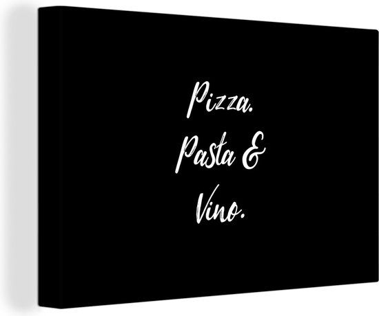 OneMillionCanvasses Canvas schilderij 180x120 cm - Pizza. Pasta & Vino. - Multicolor