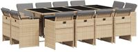 vidaXL 13-delige Tuinset met Kussens, Poly Rattan, Gemengd Beige