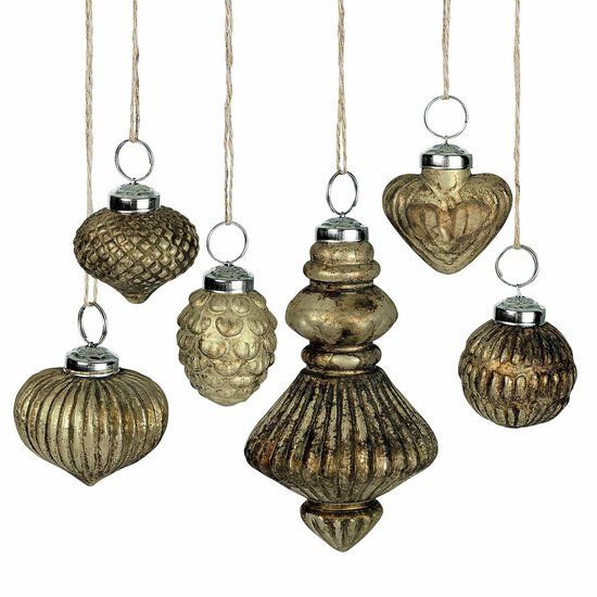 LOBERON Kerstversiering set van 6 Ménoire antiekgoudkleurig