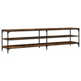 vidaXL meuble TV 200x30x50 cm bois traité métal chêne fumé