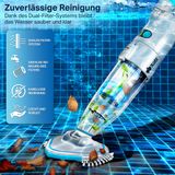 tillvex Aspirateur de piscine sans fil - jusqu'à 15 m³ | Aspirateur de fond électrique | Nettoyeur de piscine avec filtre et système à 2 vitesses | Kit de nettoyage aspirateur à main sans fil