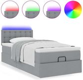 vidaXL Bed poef met matras en LED's stof 80x200 cm lichtgrijs