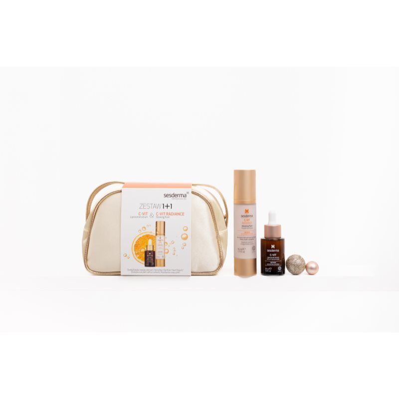 Sesderma C-VIT Kerstset, Radience Cream 50 ml + 30 ml Serum, vitamine C, anti-aging, vochtinbrengende en stralende set, voor een stralende huid, ideaal voor alle huidtypes