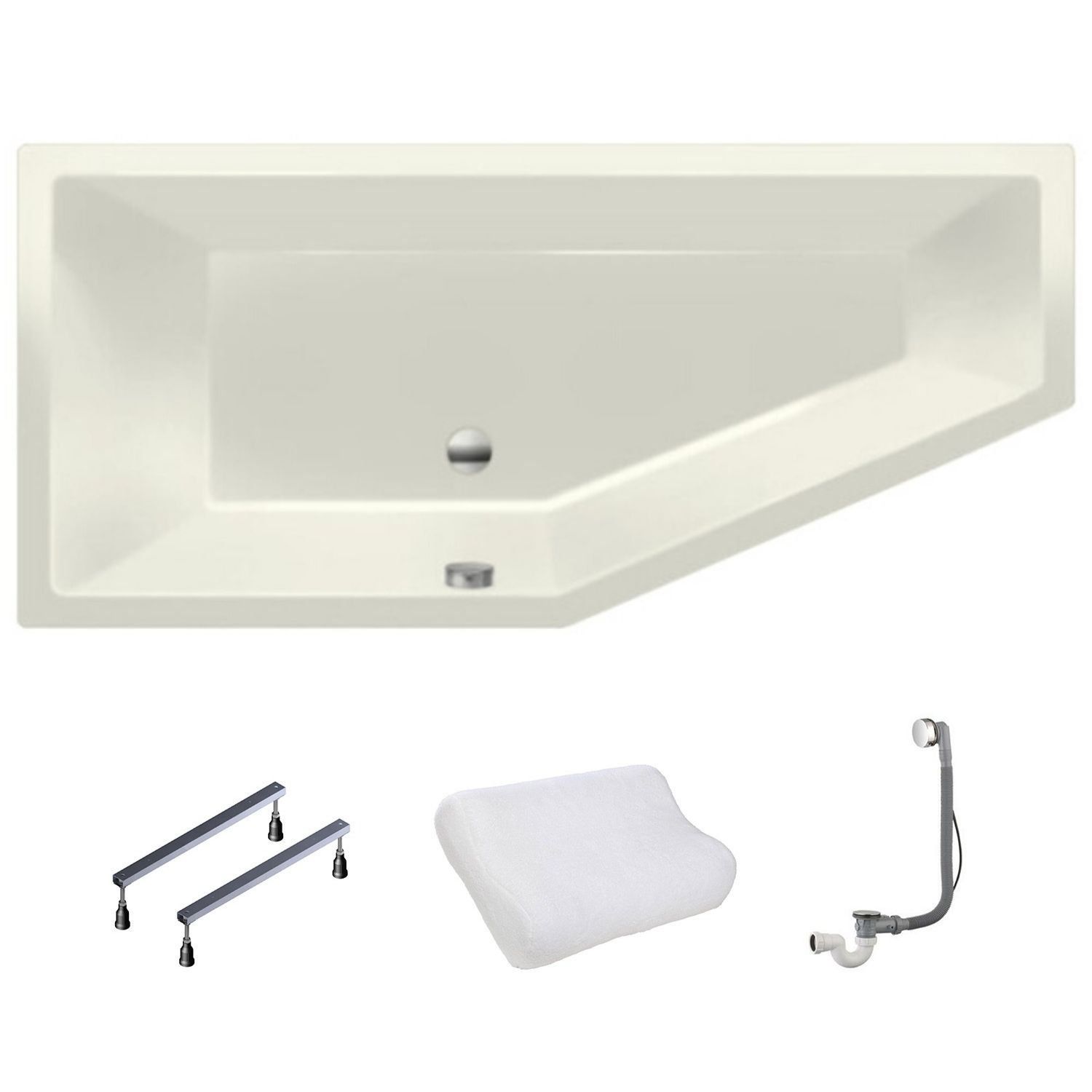 XENZ Society Compact hoekbad links 170x75 mat Edelweiss