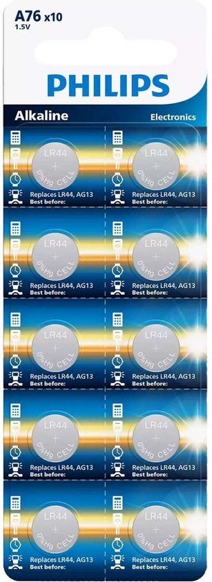 Philips AG13 LR44 Knoopcel Batterijen - 10 stuks