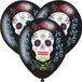 amscan 6x Zwarte horror ballonnen Day of the dead sugarskull print 27,5 cm - Halloween