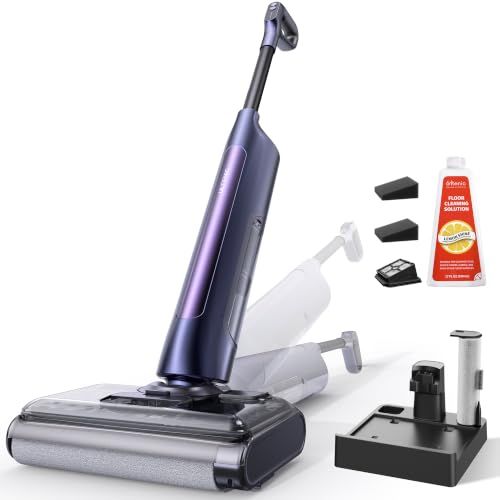 Ultenic Vloerstofzuiger, 180° plat design, 0 mm randreiniging, draadloze vloerwisser 3-in-1, autonomie 55 min, zelfreiniging, anti-klitten, spraakassistent 5 talen