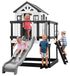 Maisonnette sur pilotis - Cuisine de jeu - Toboggan - 310 x 270 x 230 cm - Gris et blanc