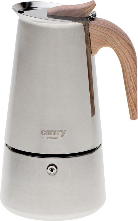 Camry CR 4424 RVS Moka Pot – 9 Kops Espresso Percolator – Geschikt voor Inductie, Gas, Keramisch & Halogeen – 450ml – Veiligheidsventiel – Vaatwasserbestendig