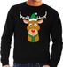 Bellatio Decorations Shoppartners Bv Foute kersttrui / sweater met Rudolf het rendier met groene kerstmuts zwart voor heren - Kersttruien XXL