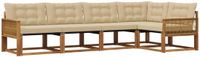 vidaXL Acacia Hout Hoek Loungeset 5-zits Natuurlijk en Beige
