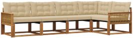 vidaXL Acacia Hout Hoek Loungeset 5-zits Naturel et Beige