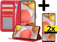 LUQ Book Case for Samsung Galaxy A42 - Red - Includes Screen Protector