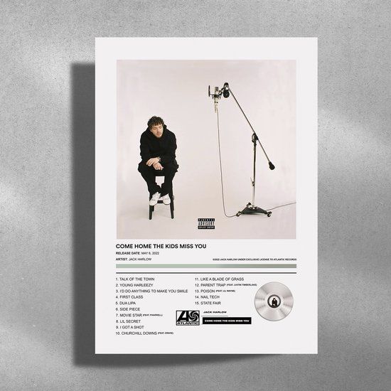 Jack Harlow - Come Home The Kids Miss You - Metalen Poster 30x40cm