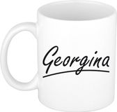 Bellatio Decorations Georgina Naam koffiemok - beker - met sierlijke letters - wit