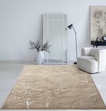 the carpet Mila – Modern vloerkleed met takkenmotief en glansstructuur, geschikt voor woonkamer en hal, beige met bruin takken, 80 x 150 cm
