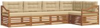 vidaXL - Hoek loungeset - 5 zitplaatsen - Natuurlijk en beige - Acacia hout