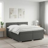 vidaXL Boxspringbed met matras Donkergrijs 200 x 200 cm Stof