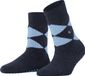 Burlington Cosy Argyle antislip noppen wol huissokken dames blauw - Maat 36-41