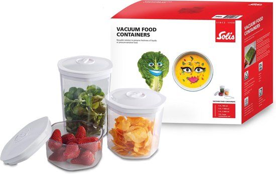 Solis Bewaarcontainer Set - 3-Delig - Vacuüm - Wit