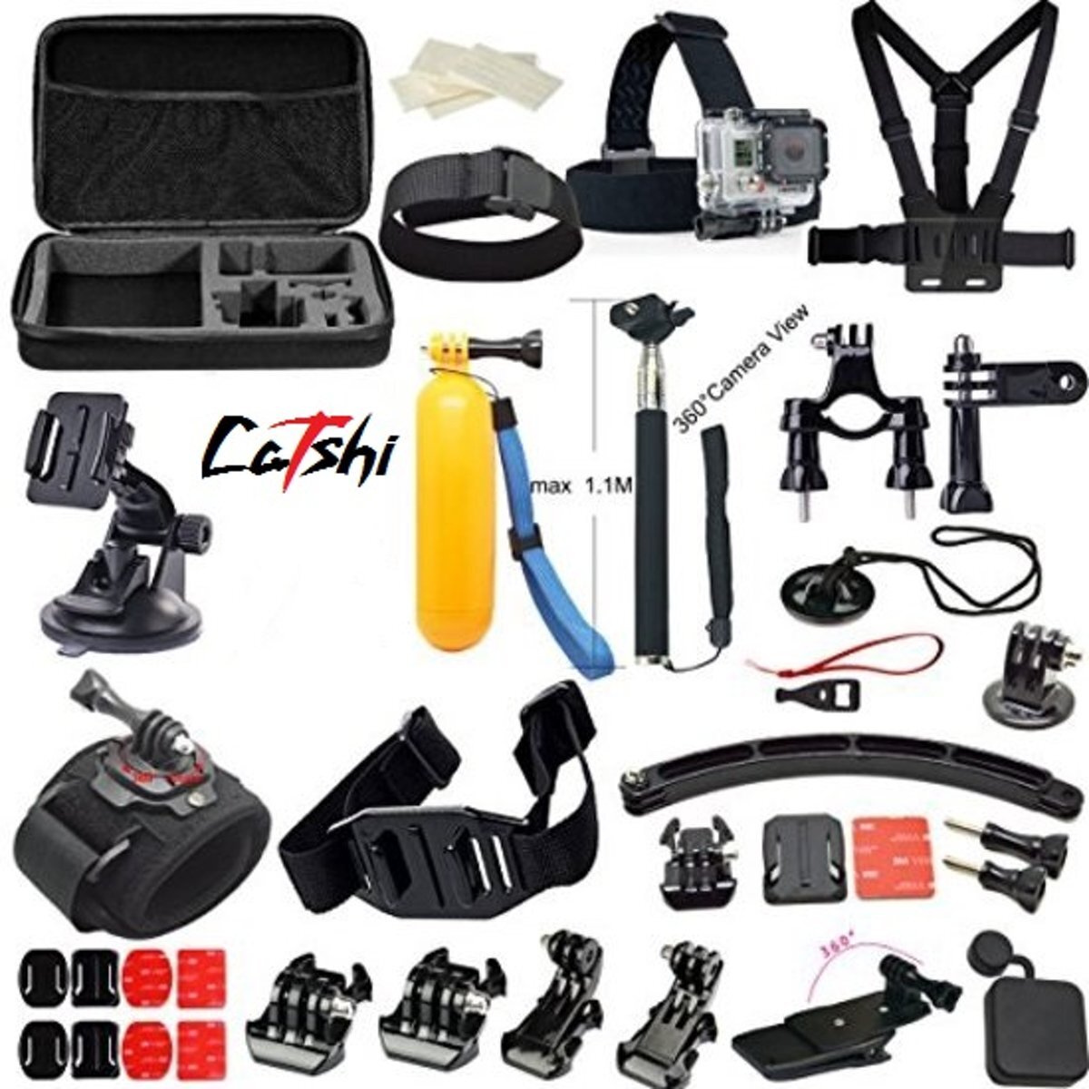 - 24 in 1 set geschikt voor Go Pro Hero 1 , 2, 3, 3+, 4, 5 & 6 + luxe Gopro opbergkoffer