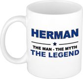 Bellatio Decorations naam cadeau mok - Herman - man myth legend - koffiemok - 300 ml - collega - vaderdag