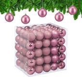 Merkloos / Sans marque Relaxdays Kerstballen set van 100 - Ø 6 cm - kunststof - onbreekbaar - roze