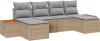 vidaXL Tuinbank Set 6-delig Beige/Lichtgrijs Polyrot