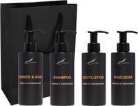 Claudius Cosmetics B.V. Compleet pakket Sweet Orange & Cedarwood - Shower & Wash + Shampoo + Bodylotion + Handzeep - 300 ml per fles - complete set van 4 stuks - met luxe gift tas - cadeau - giftset voor hem en haar