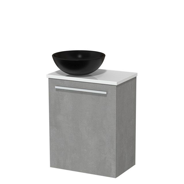 Maxaro Modulo Toiletmeubel - Lichtgrijs Beton - 41 cm - Hoogglans Wit