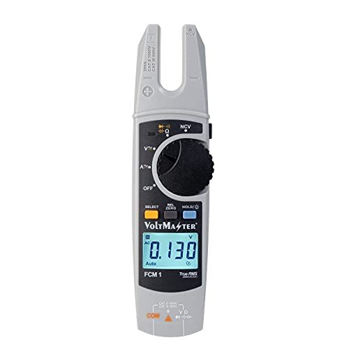 Voltmaster FCM 1 digitale vorktangampèremeter CAT III 600V, multifunctioneel meetapparaat met open stroomtang (universeel toepasbaar, AC/DC stroommeting, groot LC-display), grijs