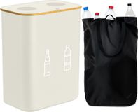 Relaxdays Statiegeld prullenbak - 160 l - met 2 tassen - beige