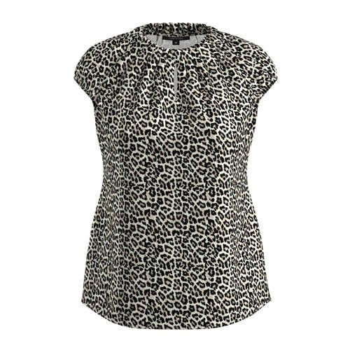 Comma Top met Panterprint en Open Detail - Beige/Zwart