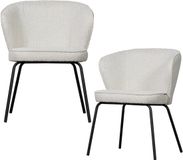 WOOOD Admit Eetkamerstoelen - Bouclé - Naturel - Set van 2